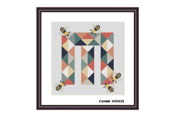 Evaluating the Letter M Cute Bee Nursery Cross Stitch Design